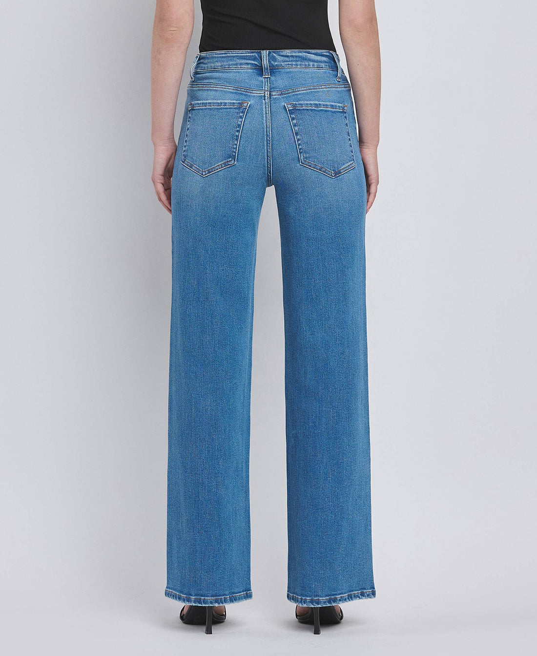 High Rise Medium Wash Wide Jeans