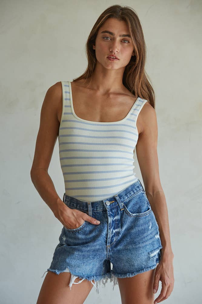 Knit Nylon Spandex Seamless Ribbed Bodysuit