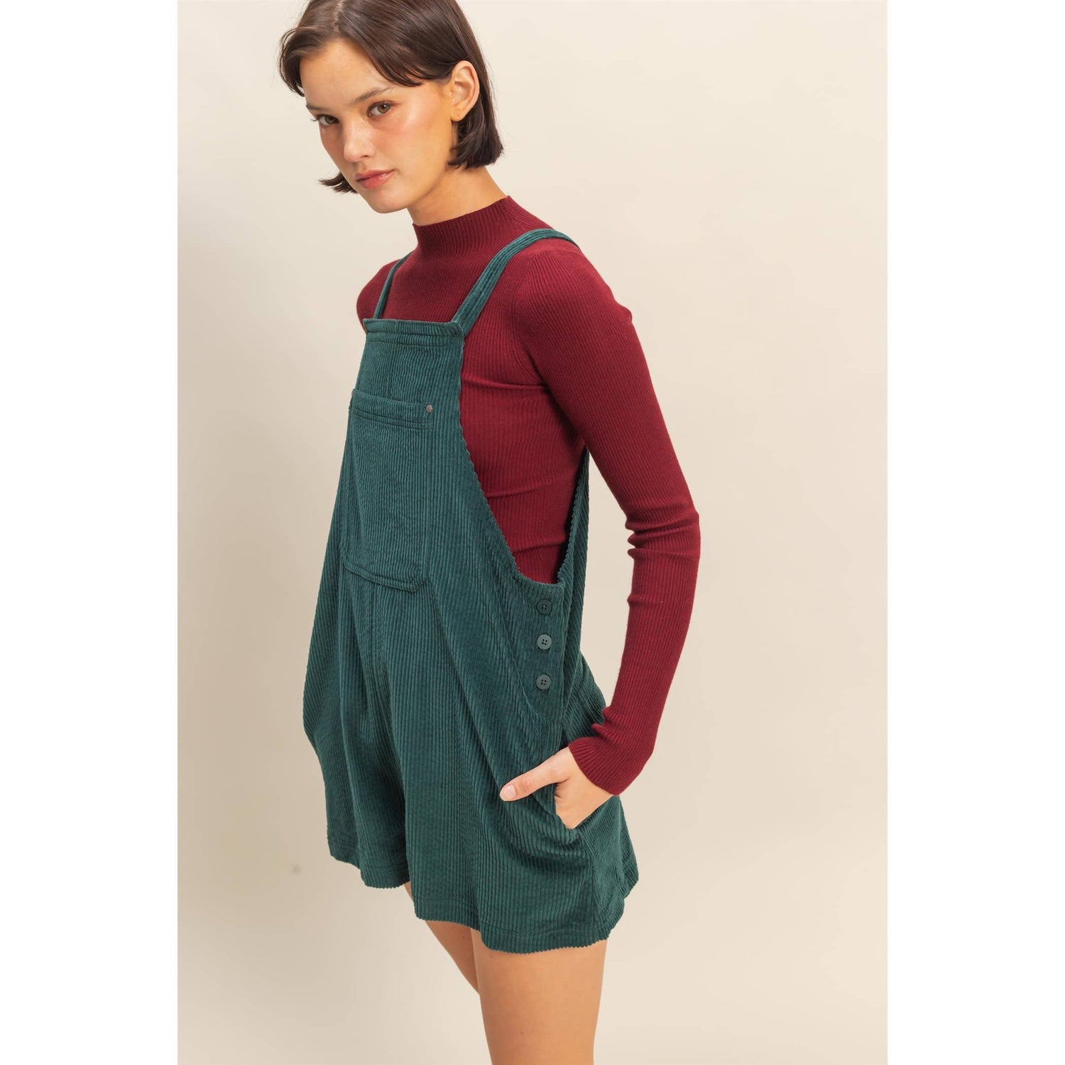 Kandi Corduroy Overall Romper