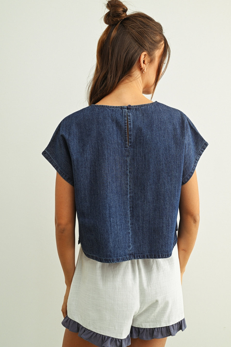 Flag Patched Denim Top