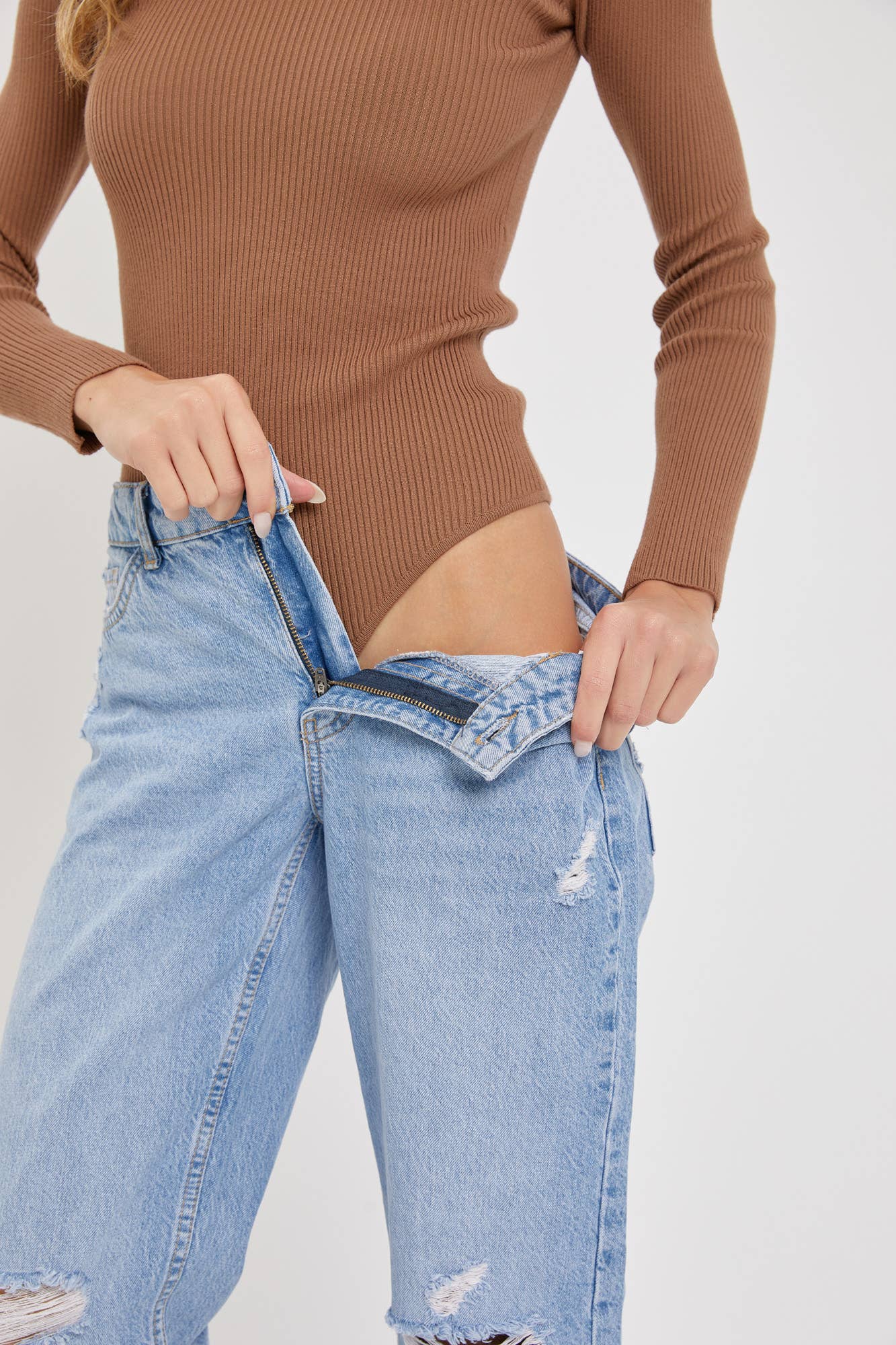 Elouise Ribbed V- Neckline Bodysuit