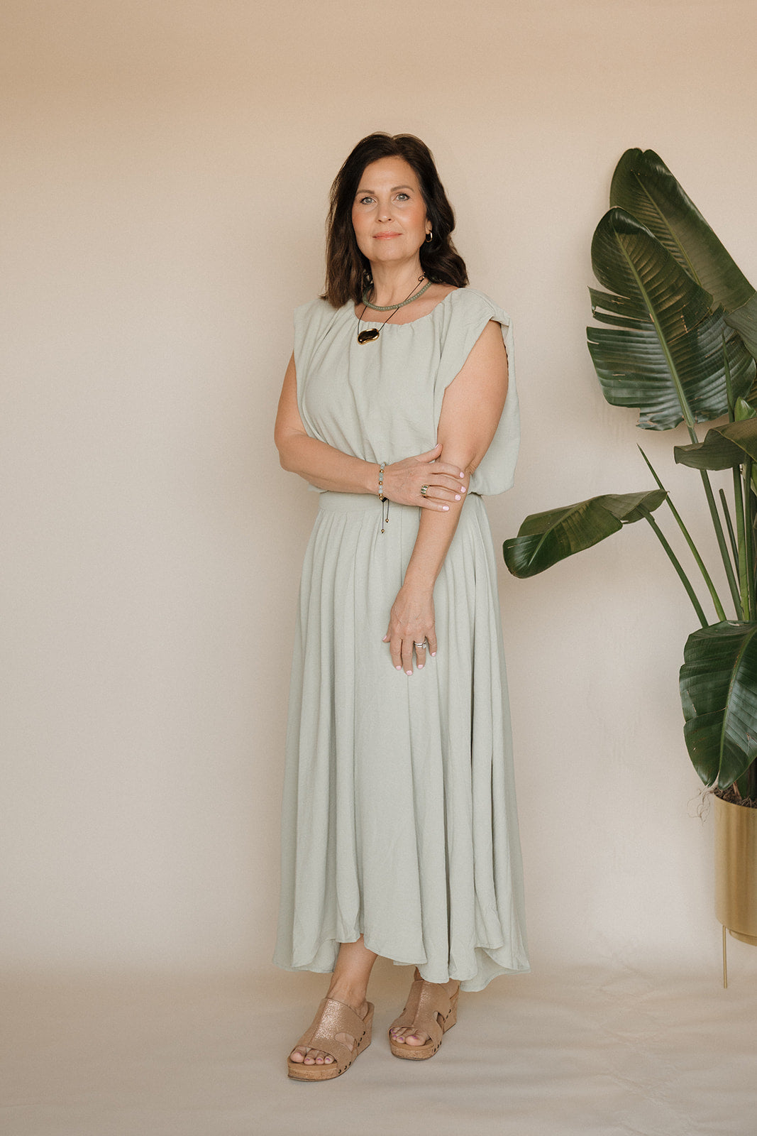 Ballon crop Pleated Midi Skirt Set