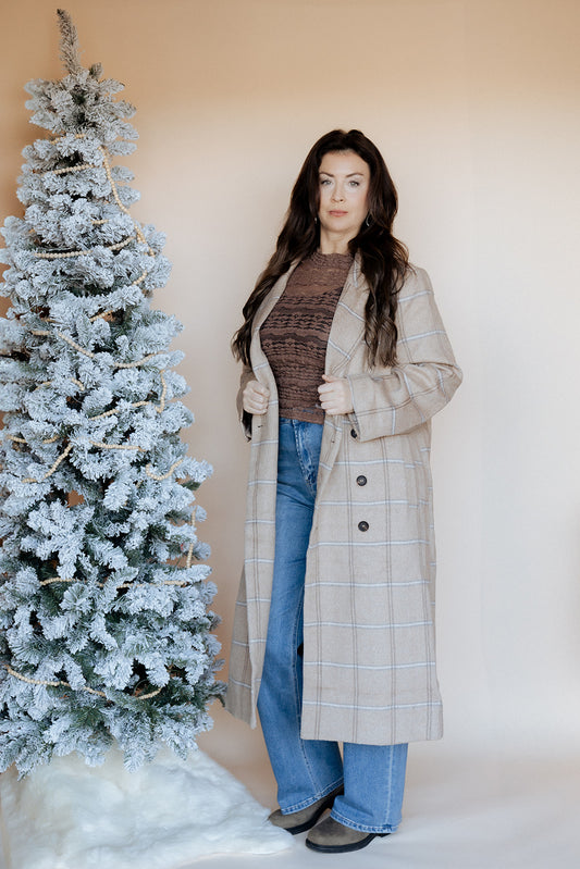 Plaid Herringbone Tweed  Overcoat