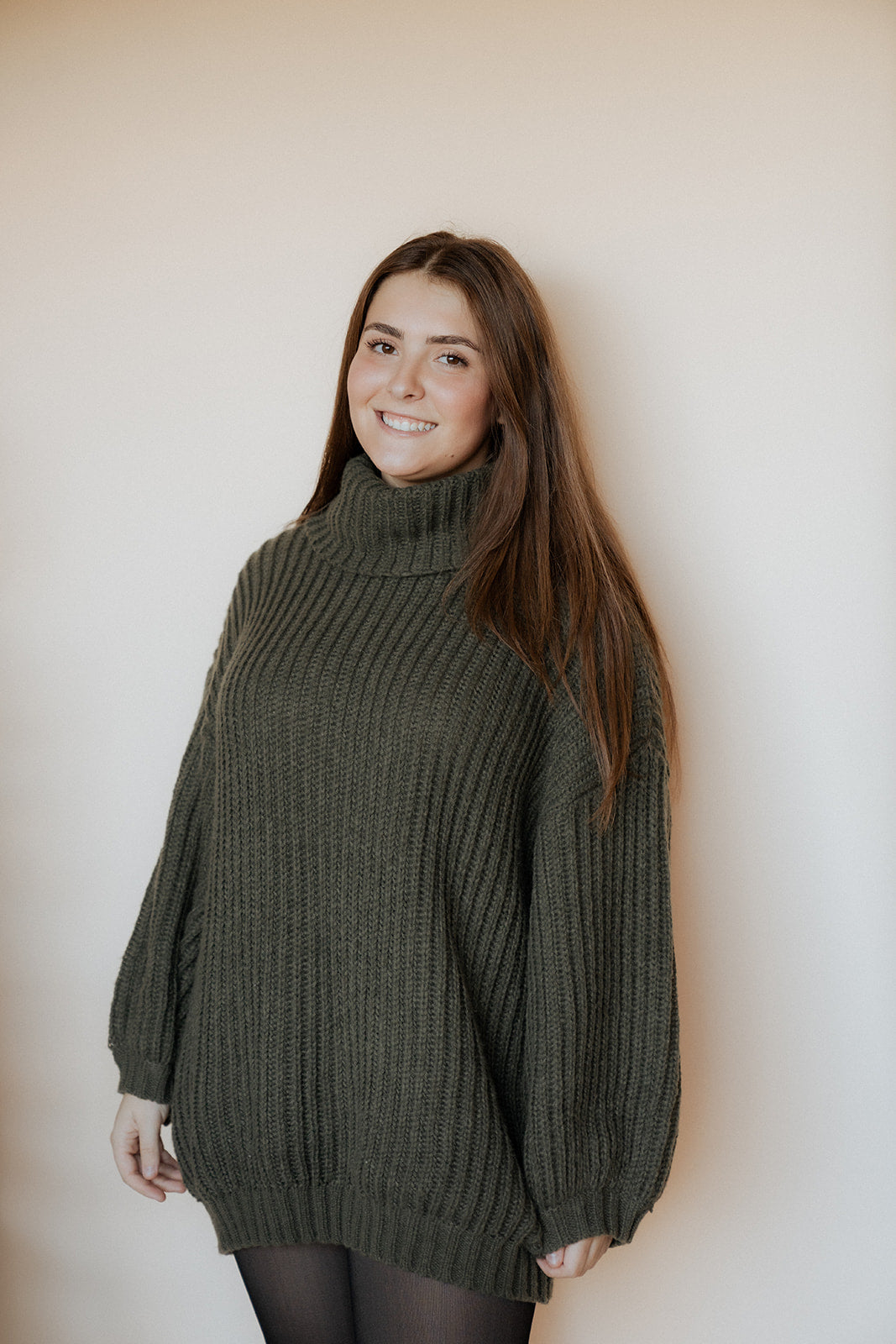 Rib Knit Turtle Neck Oversized Sweater