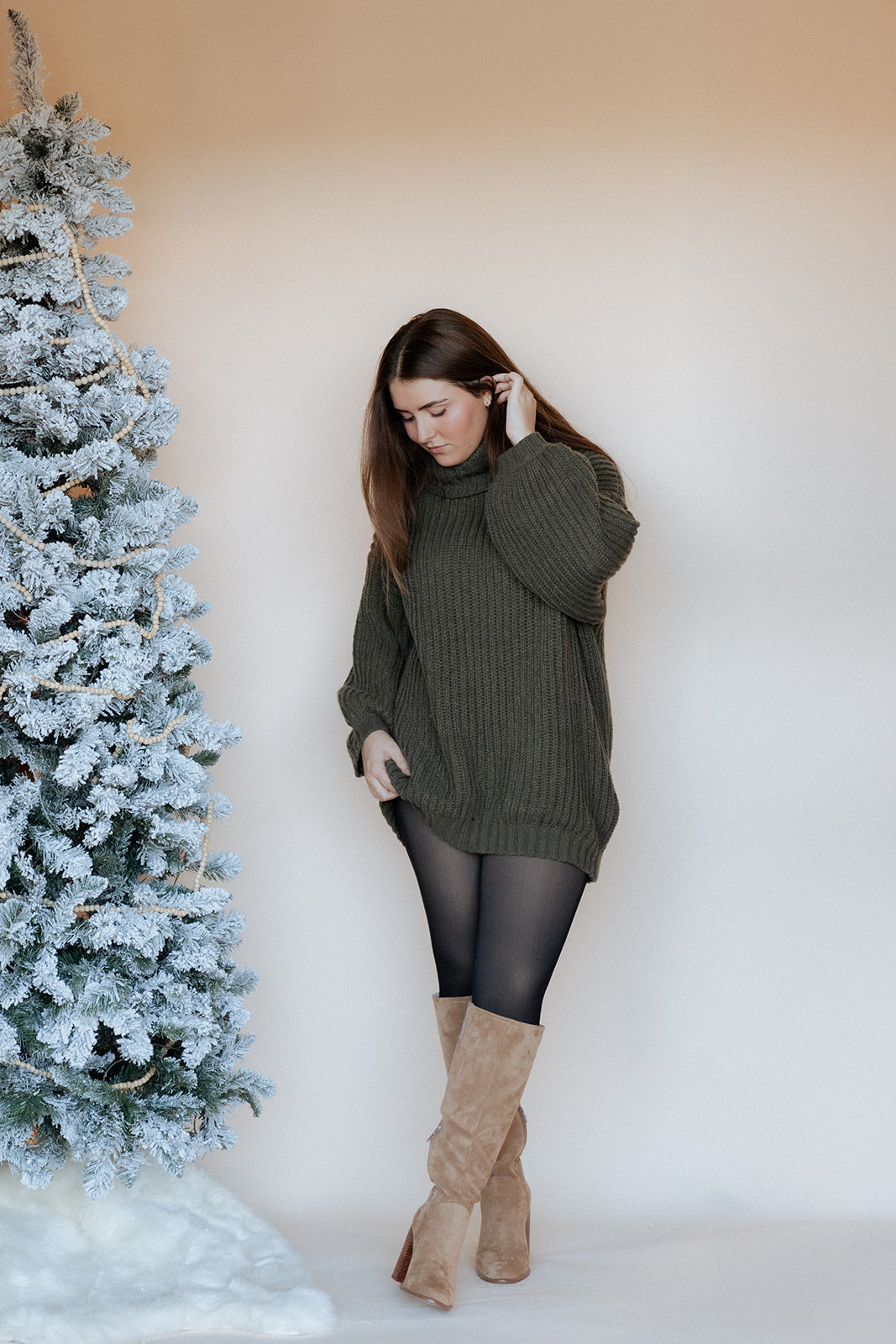 Rib Knit Turtle Neck Oversized Sweater