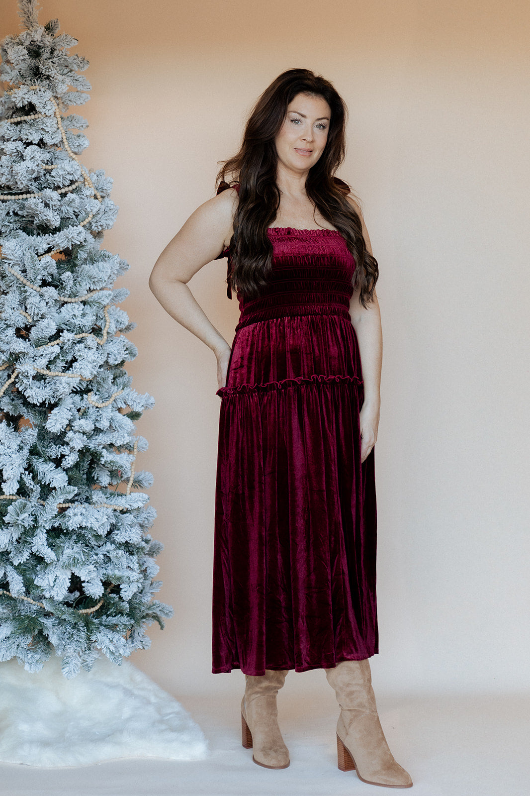 Holiday Classic Velvet Midi Dress