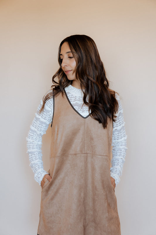 V- Neck Suede Dress
