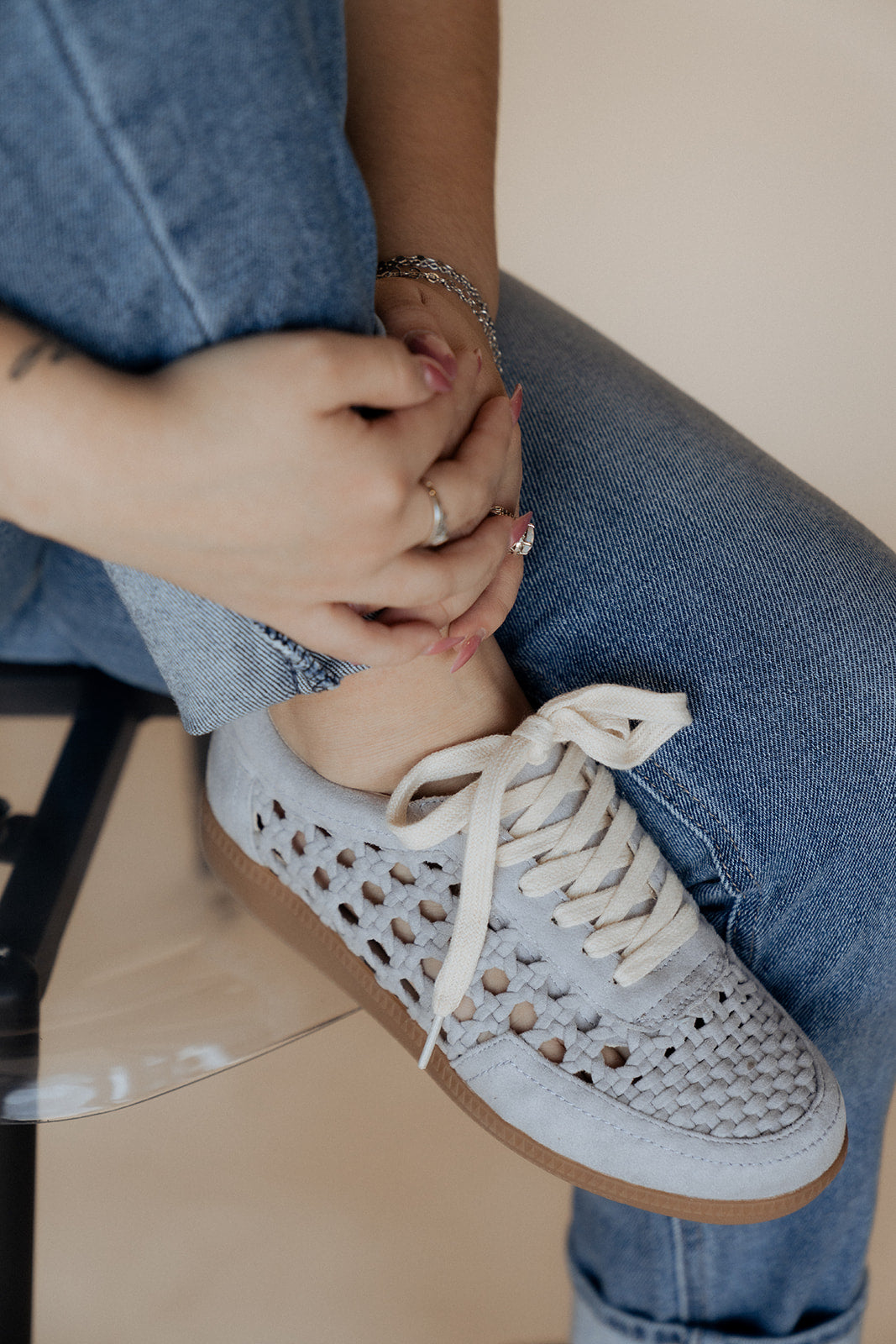 The Sandy Blue | Crochet Detailed Sneaker