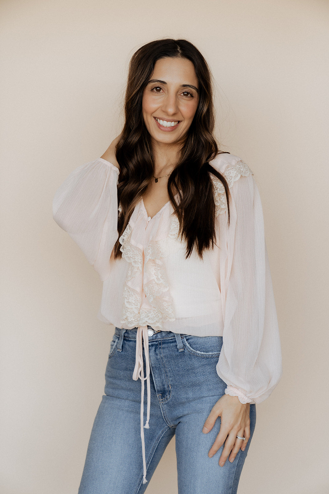 Lace Long Sleeve Ruffle Top