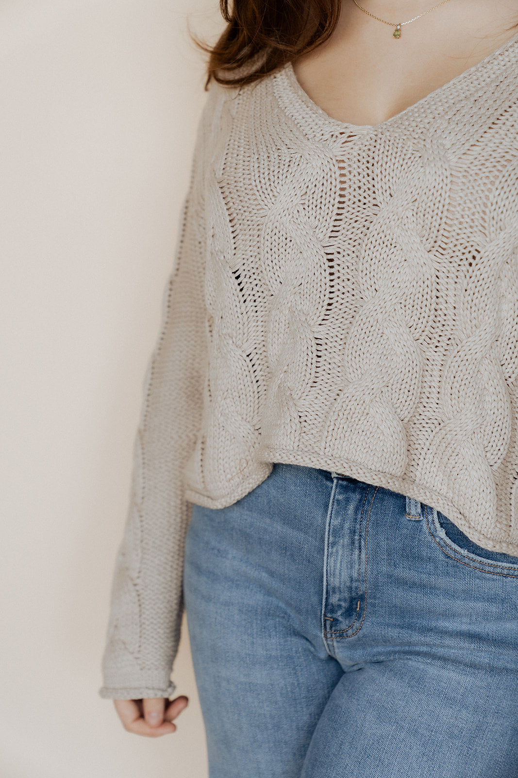 Cable Knit Cropped Sweater
