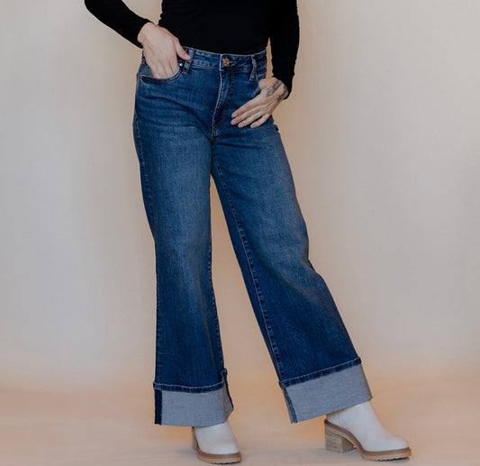 Meg High Rise Fab Wide Leg Roll Up Hem