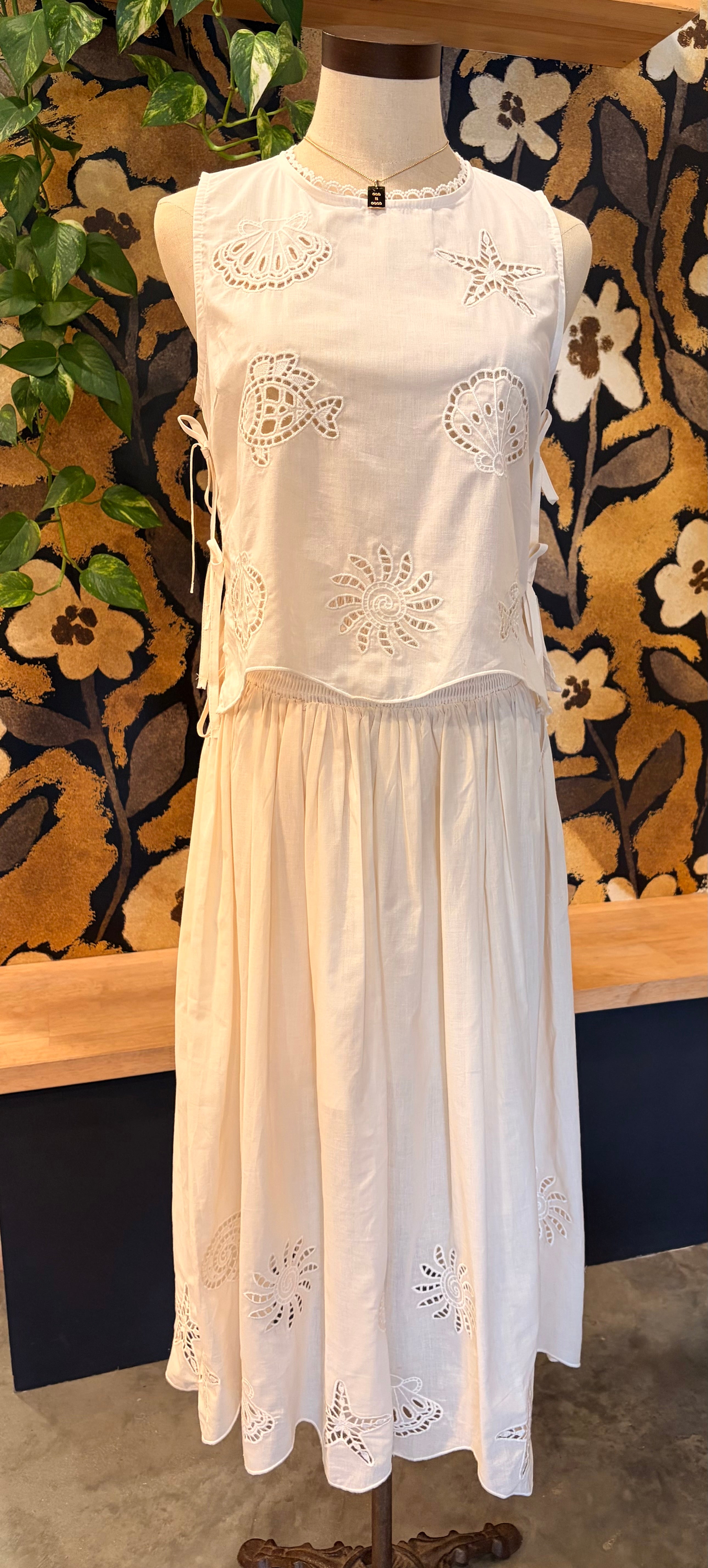 Embroidered Shell Skirt