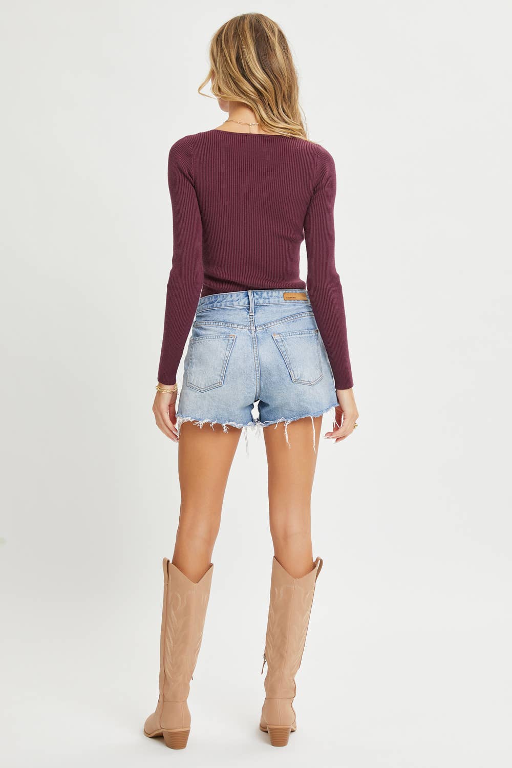 Elouise Ribbed V- Neckline Bodysuit