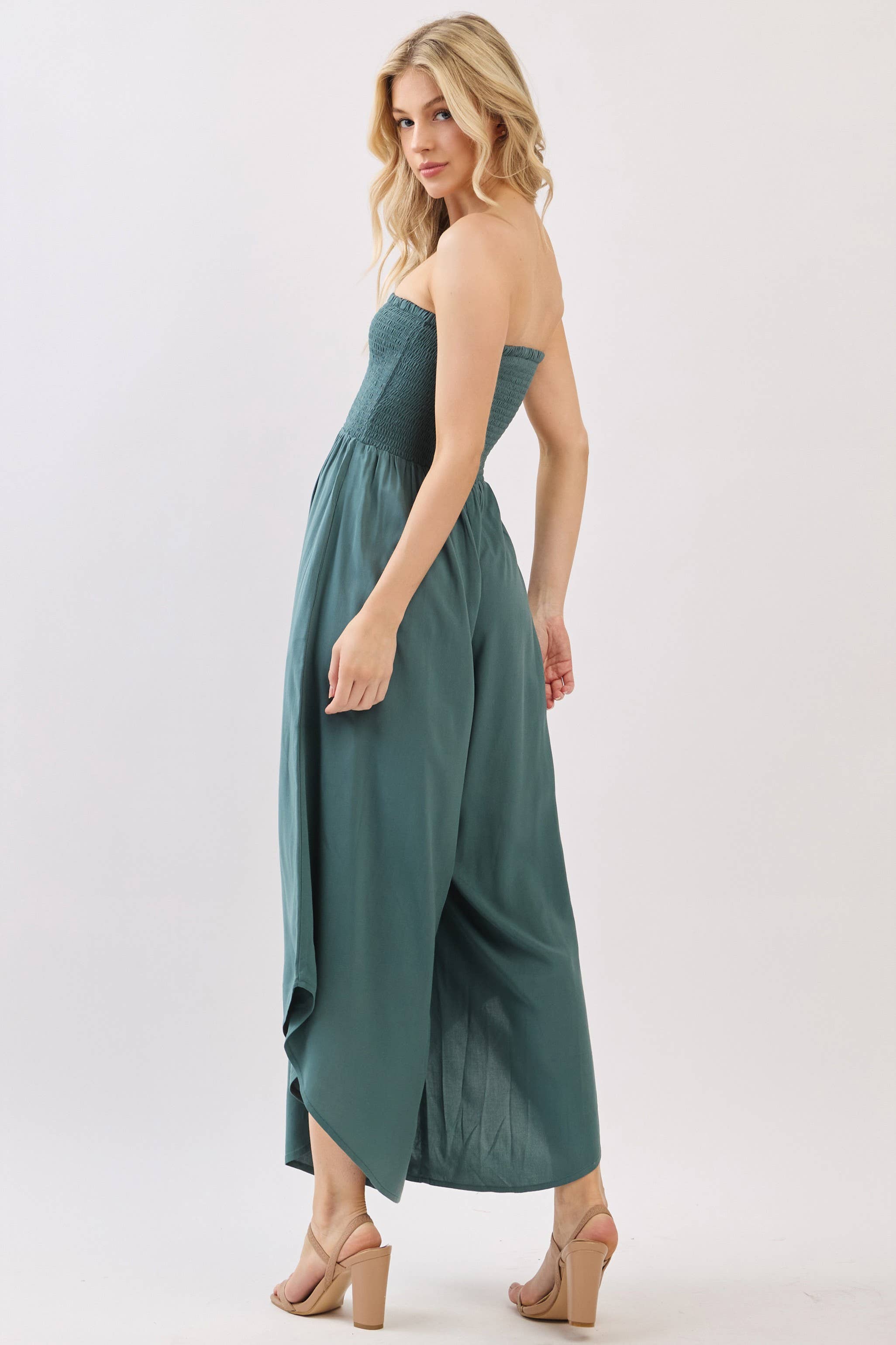 Serenity Smocked Strapless Jumpsuit