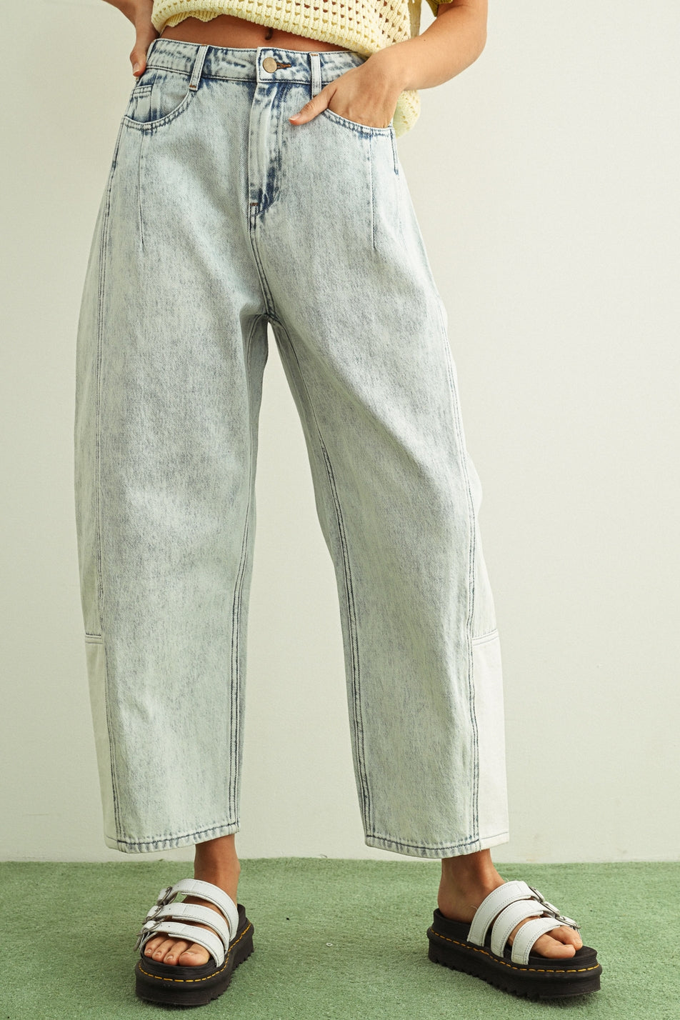 White Washed Barrel Denim
