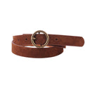 Round Brass Buckle Suede/Leather Belt