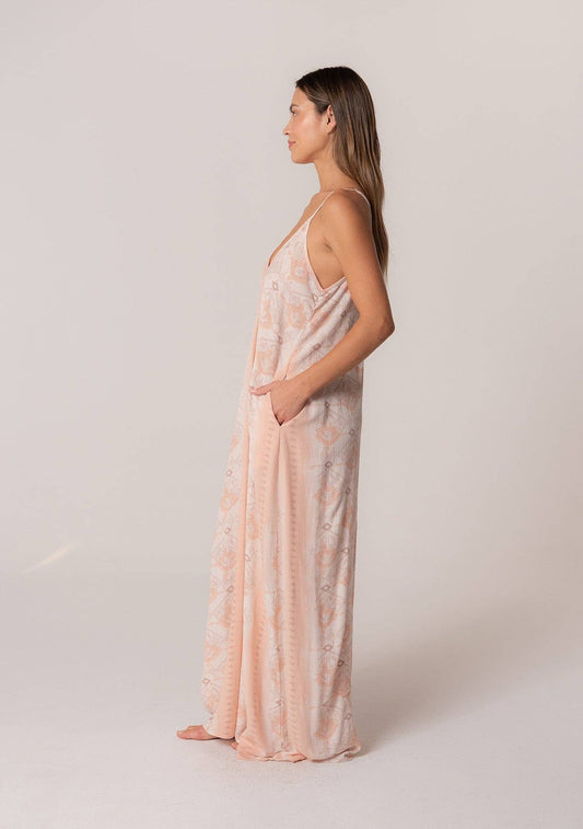 Bohemian Spaghetti Strap V Neck Maxi Dress