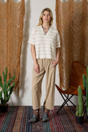 Marla Striped Collared Knit Top