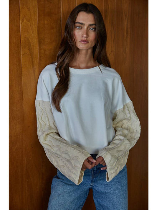 Embellished Sleeve Knit Pullover