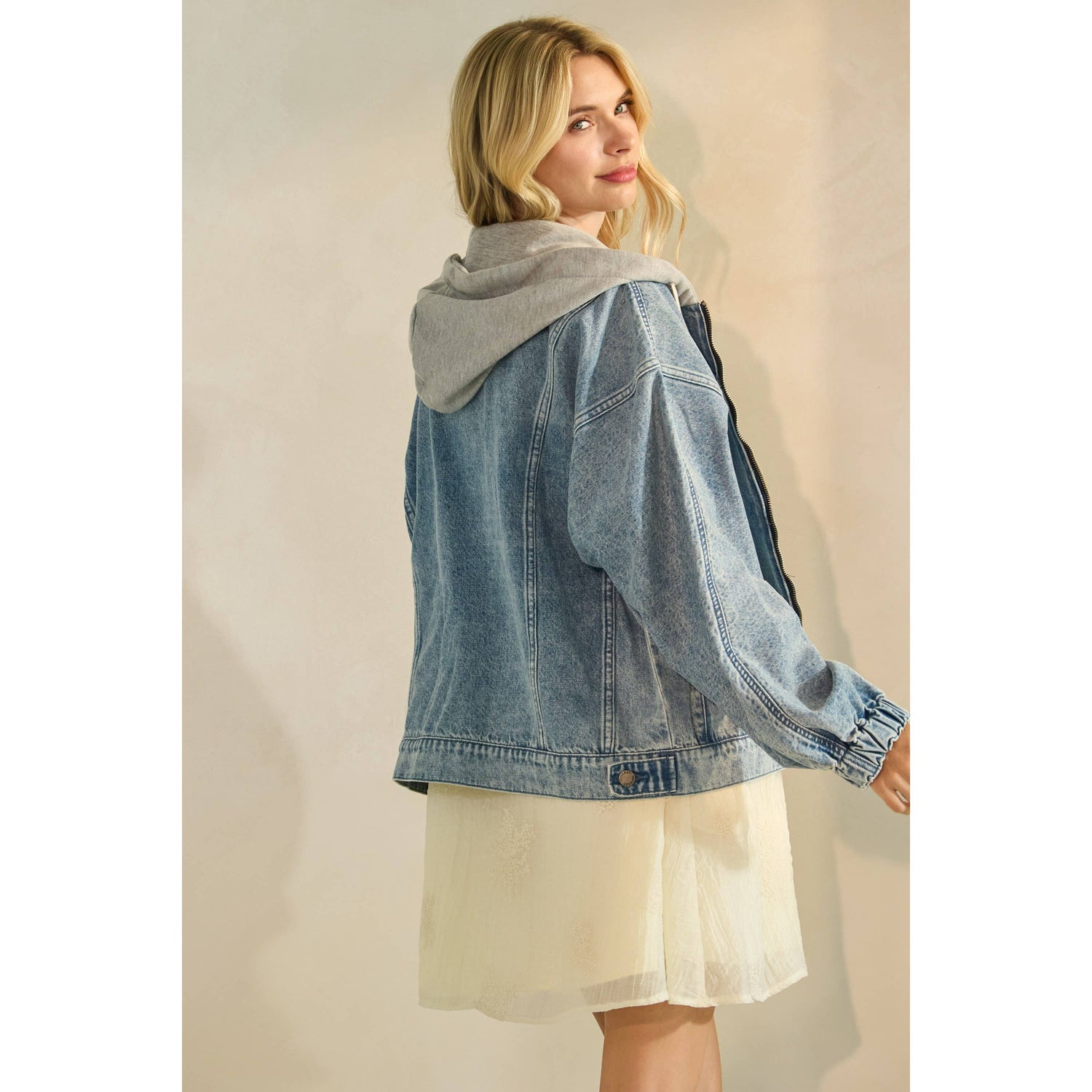 Sweater Hooded Denim Jacket