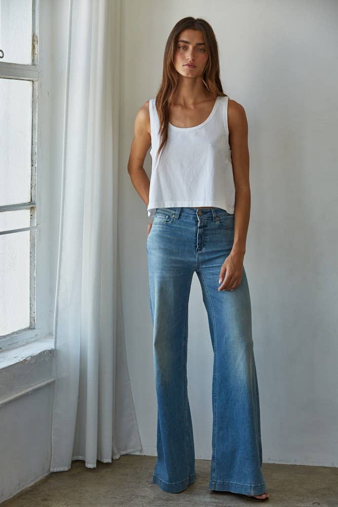 Knit Cotton Scoop Neck Sleeveless Tank Top