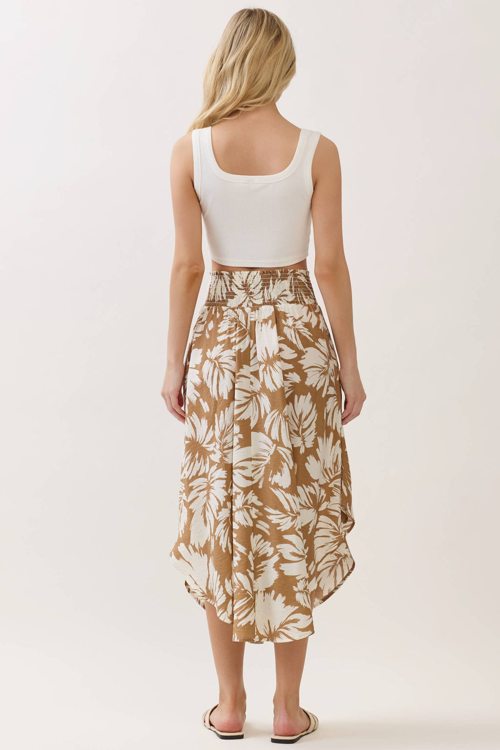 Tropical Smocked Waist Flowy Skirt