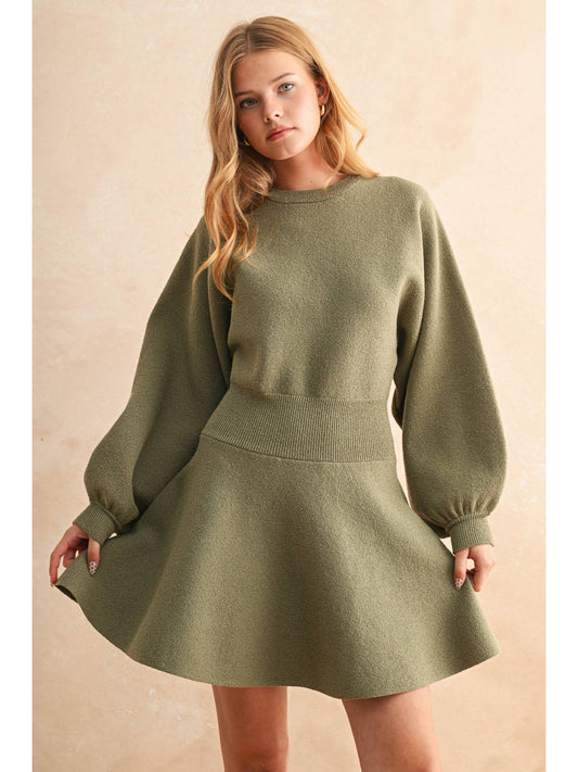 Hazel Ballon Sleeve Sweater Dress