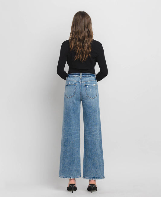 High Rise Full Length Wide Leg Jeans