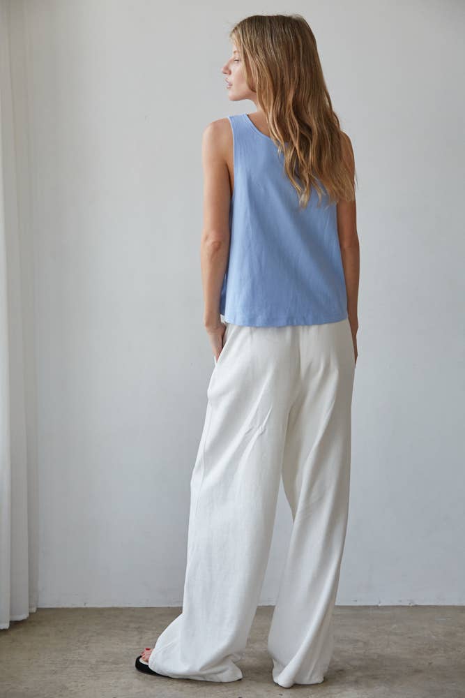 Knit Cotton Scoop Neck Sleeveless Tank Top