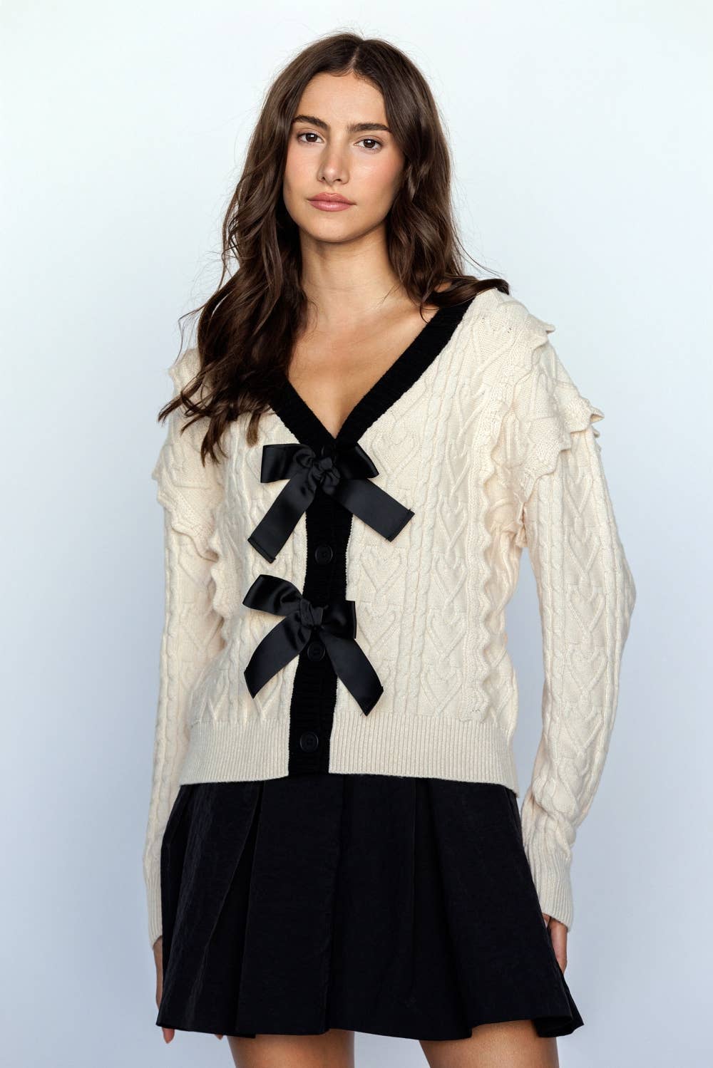 Bow's Cable Knit Cardigan
