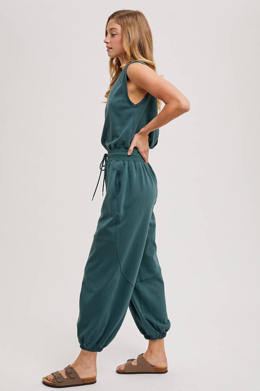 Drawstring Waist Sleeveless Knit Active