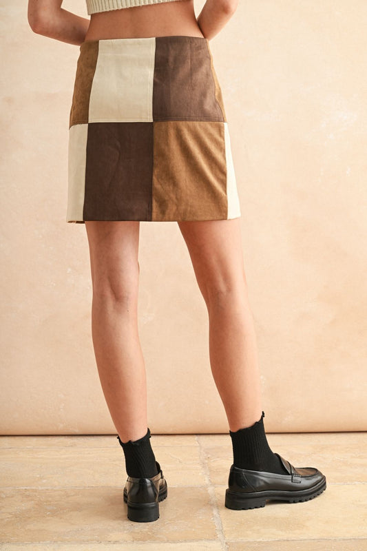 Patch Work Suede Skirt