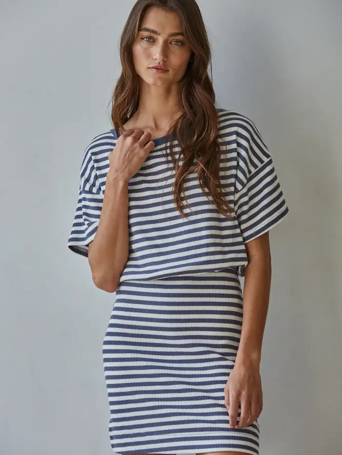 Sadie Striped Ribbed Mini Dress