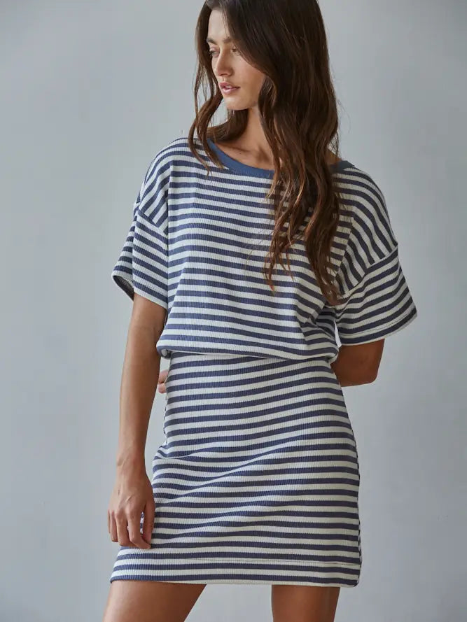 Sadie Striped Ribbed Mini Dress