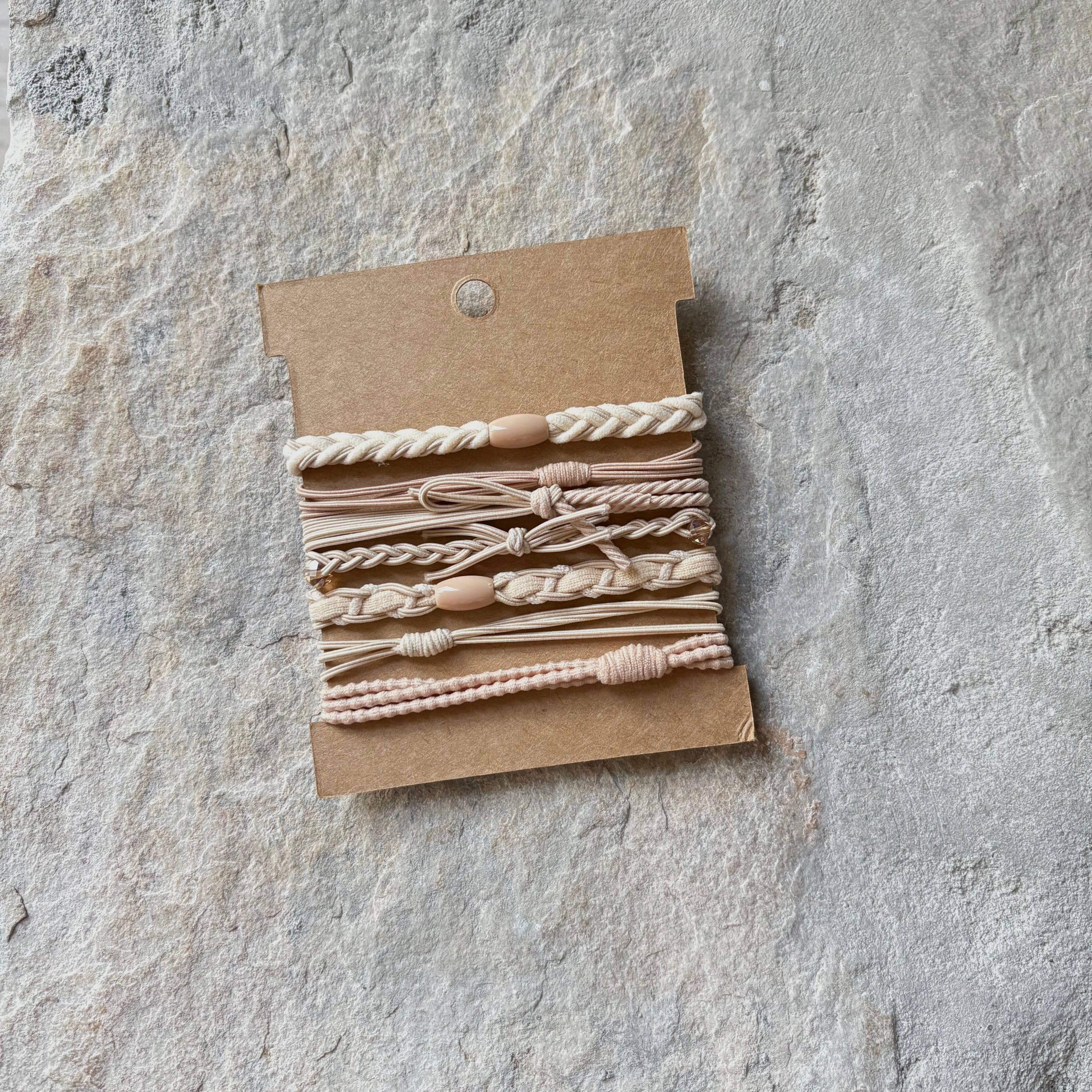 Rhinestone Hair Ties on Kraft Card | Beige