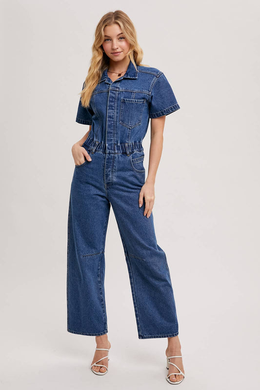 Denim Button Front Jumpsuit
