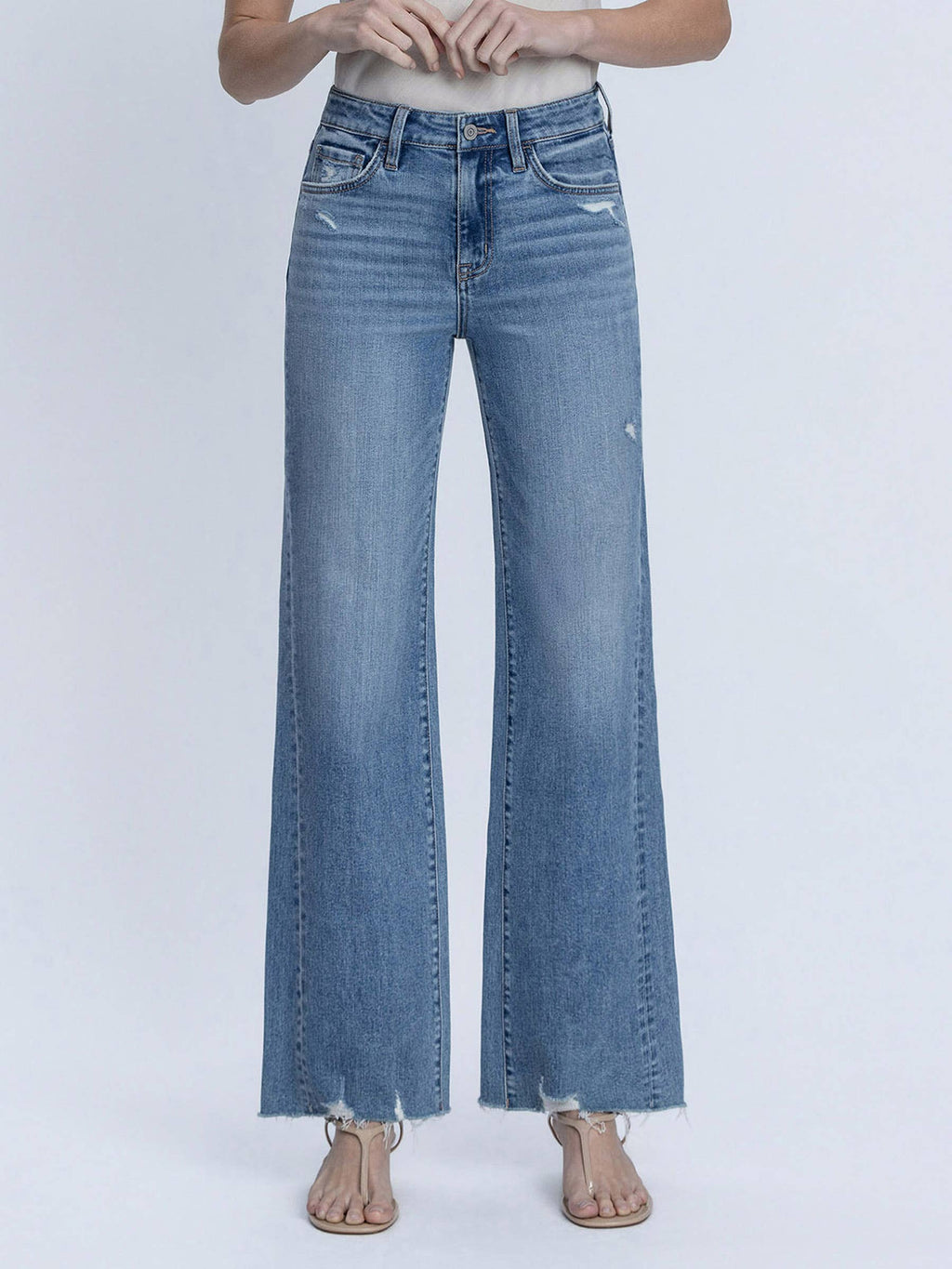 HIGH RISE SLANT SIDE SEAM VINTAGE FLARE JEANS