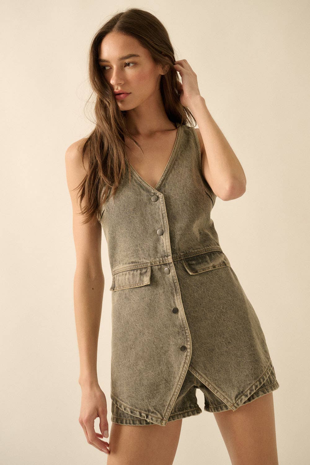 Zoeys Denim Vest Romper