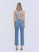 HIGH RISE DISTRESSED DETAIL ANKLE STRAIGHT JEANS