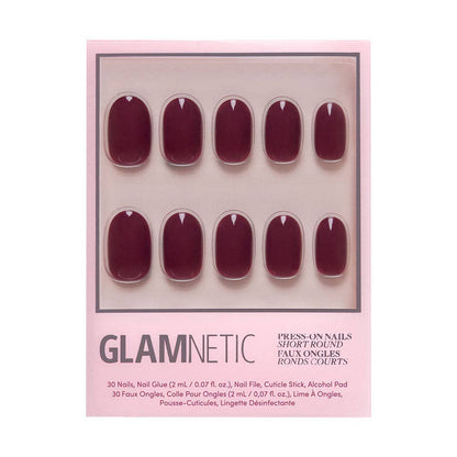 Berry Maroon Press-On Nails | Fall Solids | Short Round