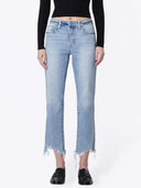 Everly Distressed-Hem Straight Jeans