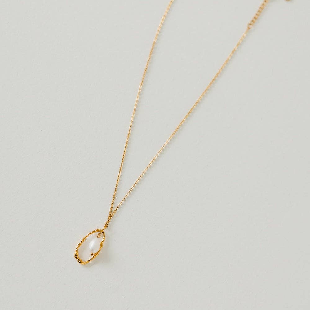 Drop Pearl Open Circle Pendant Necklace
