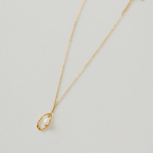Drop Pearl Open Circle Pendant Necklace