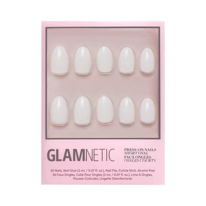 White Swan Press-On Nails | Short Oval Solid Holiday Nails