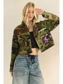 Camo Sequins Contrast Jacket