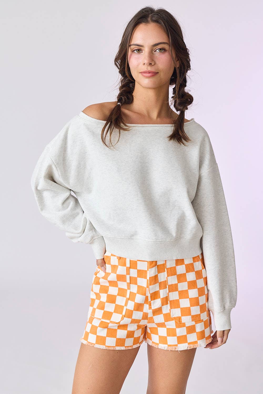 Alina Off Shoulder Cropped Sweatshirt