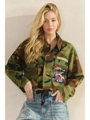 Camo Sequins Contrast Jacket