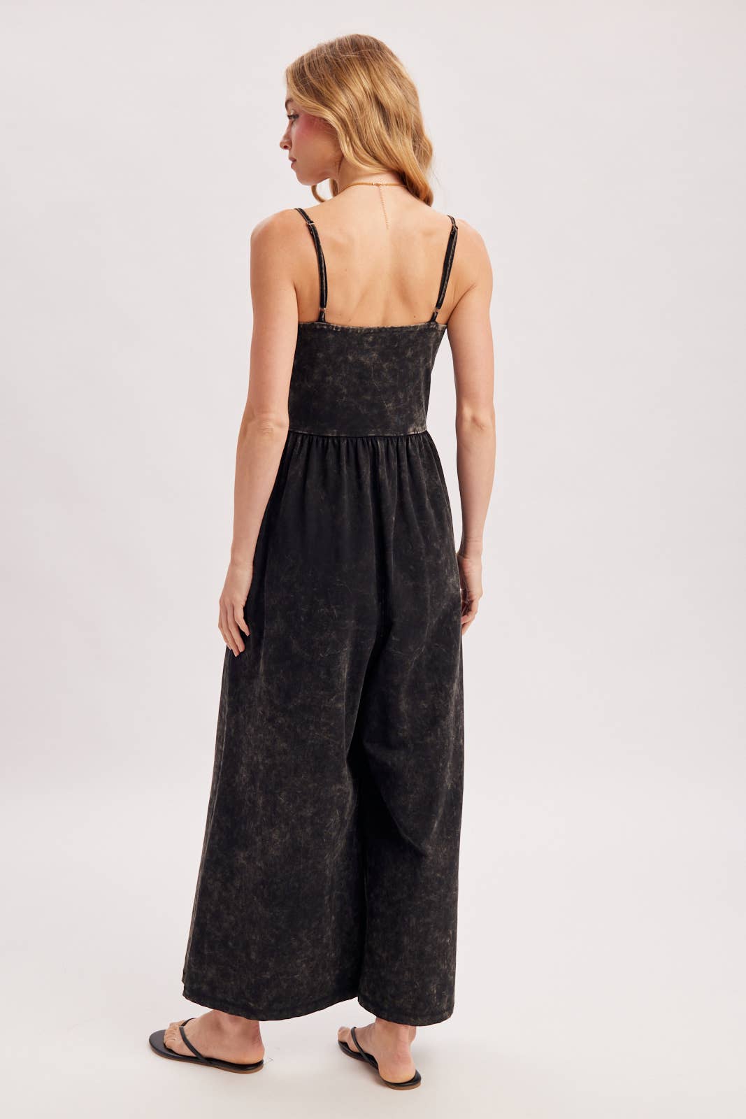 Washed Spaghetti strap wide leg jumpsuit
