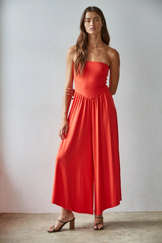 Teagan Strapless Flare Jumpsuit