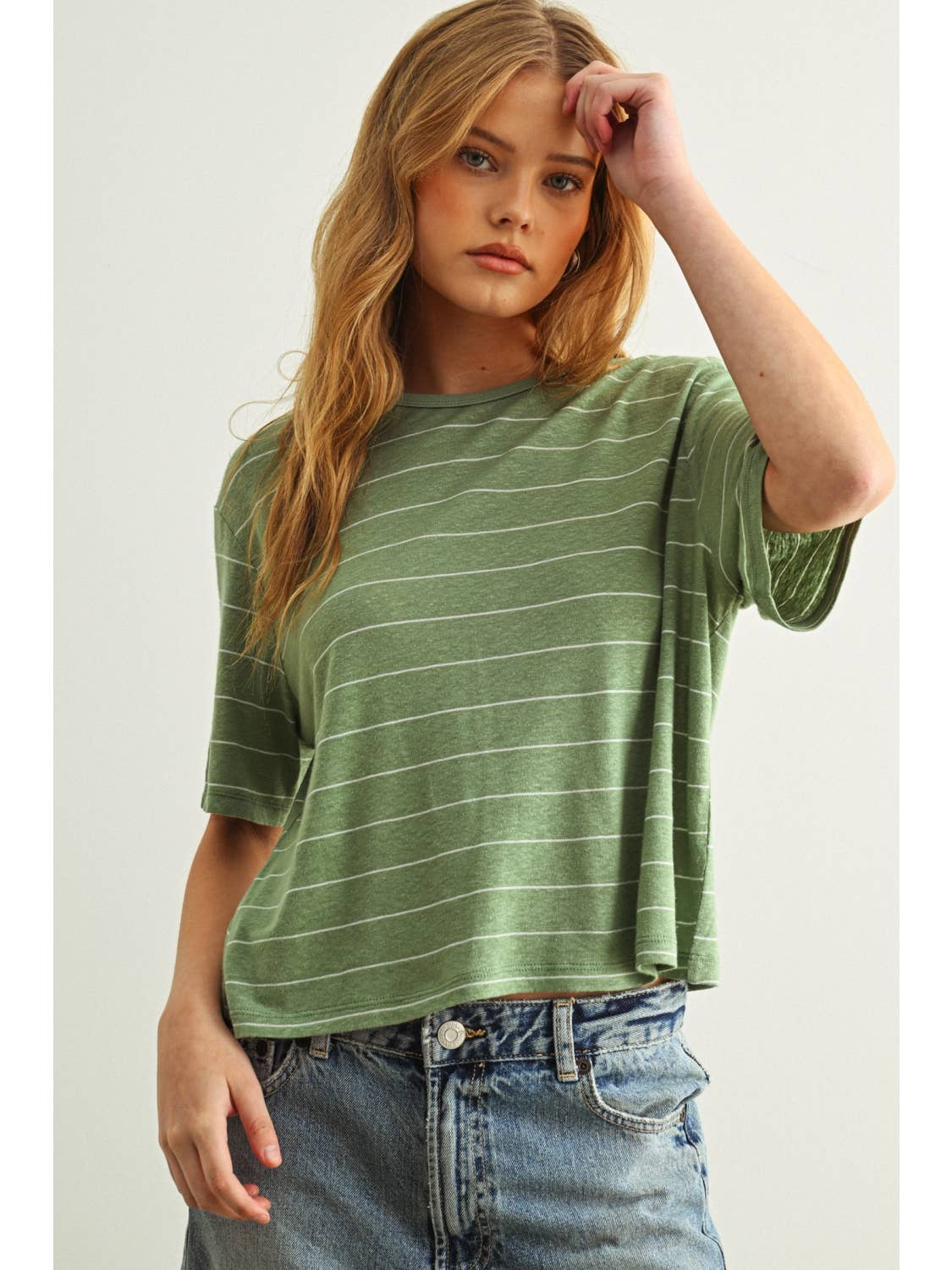 Stripe Cotton Linen Top